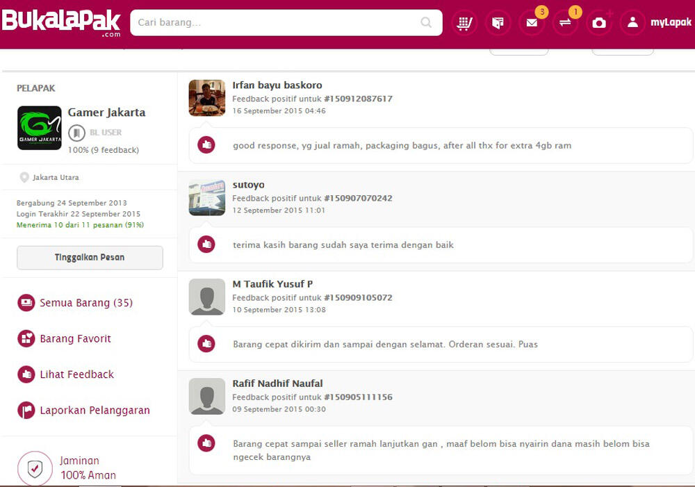 Testimonial dan Feedback > GamerJakarta.com - Laptop Gaming Specialist