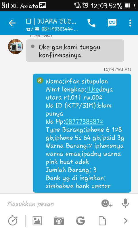 nih gan bukti ane niat ngisengin penipu kupret