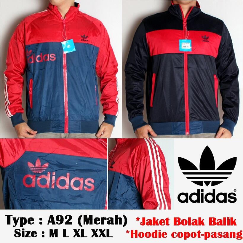 Jaket Adidas Nike Puma Bolak Balik & bisa di lipat jadi TAS , WATERPROOF PREMIUM!