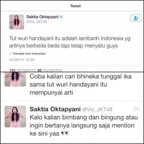 Salah artikan Tut Wuri Handayani, member JKT48 Della dibully