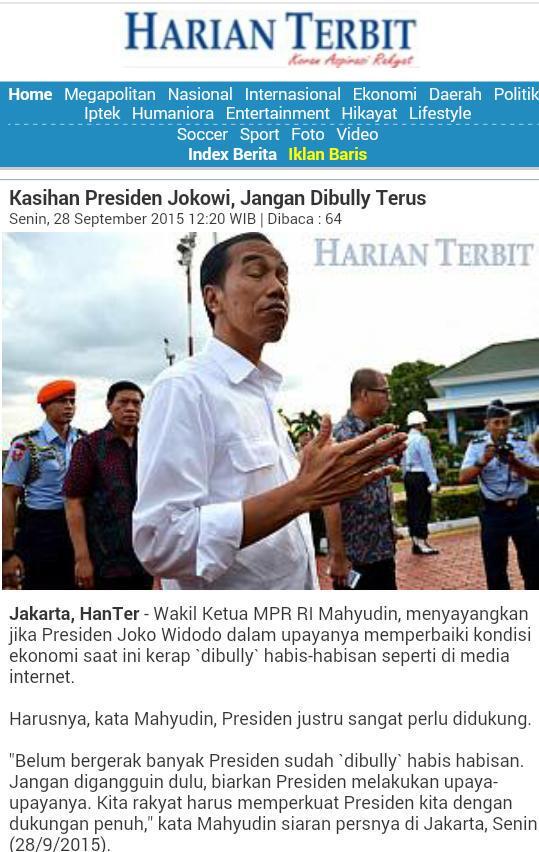 (PENCITRAAN ? ) MPR Minta Masyarakat Tak Bully Jokowi