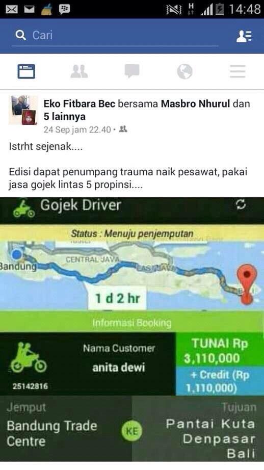 Gojek sekali jemput dapet 3jt gan.... (true story)