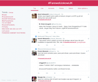 Kini Giliran Hashtag #FarewellJokowiJK Trending Topic di Twitter