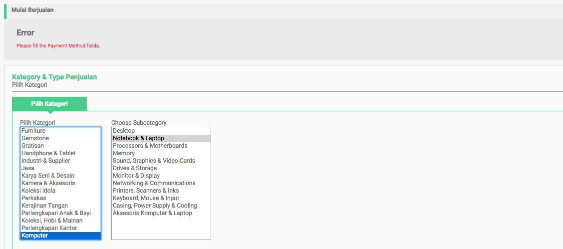 Please fill the Payment Method fields apaan tuh?