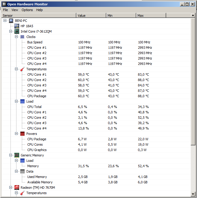 (Tanya) Temperatur Normal CPU Intel Core i7-3612QM