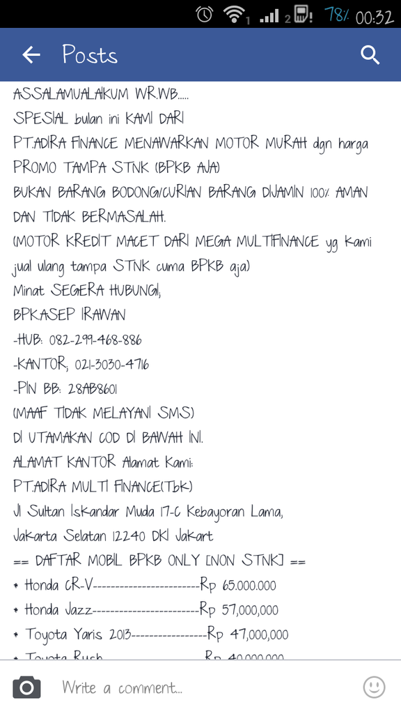 &#91;WTA&#93; Jualan Motor Kredit Macet ? Beneran ?