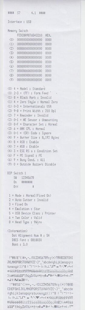 Printer STAR SP700(SP712) USB - Memory Switching 