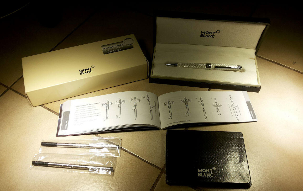 (SWISS 1:1) MONTBLANC BALLPOINT AND ROLLERBALL, Fullset box,sertifikat,dan dokumen.
