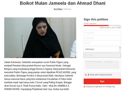 HEBOH.. Petisi 'Boikot Mulan & Dhani' Didukung 10 Ribu Orang Lebih