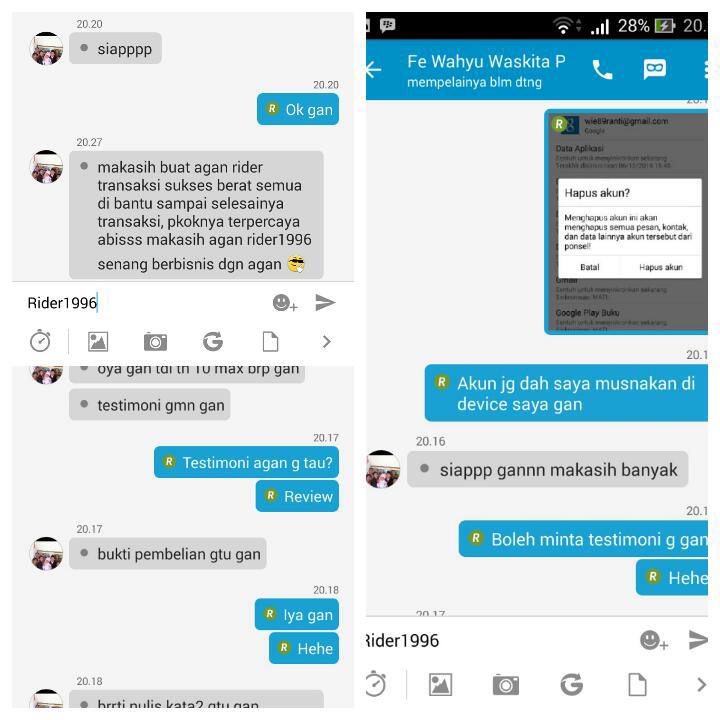 testimoni penjual id dan gems clash of clans rider1996