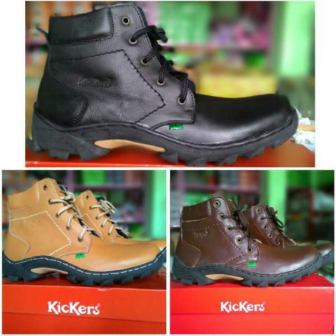 Sepatu Safety Boygie & Caterpillar Kulit Sol Gum | Pantofel Bally & Kickers Kulit