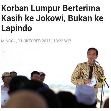 Korban Lumpur Berterima Kasih ke Jokowi, Bukan ke Lapindo !!