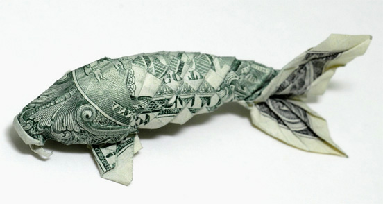 Wow keren gan !!!Seniman Jepang ini membuat Origami dengan uang kertas