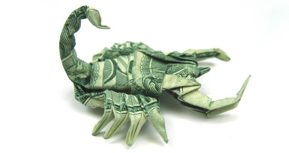 Wow keren gan !!!Seniman Jepang ini membuat Origami dengan uang kertas