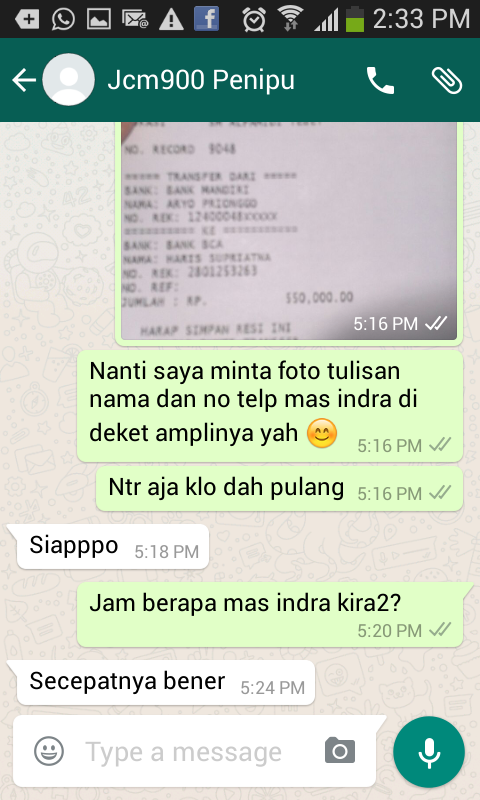 Indikasi kuat penipu. Nyaris Ketipu 7 Juta Rupiah. Hati-hati