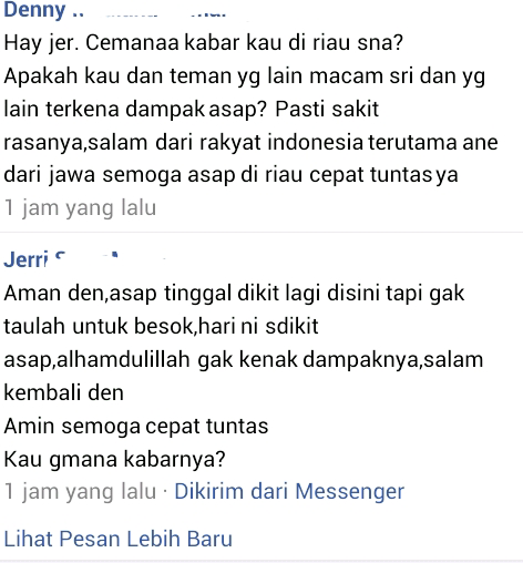 Sedikit Percakapan ane dengan teman ane di Riau