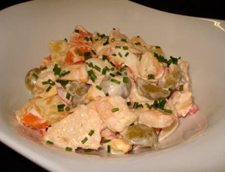 RESEP : SALAD KENTANG DENGAN JERUK DAN UDANG