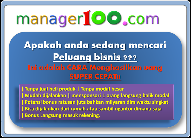 Peluang BO MANAGER100 yg sedang Booming, (CASHBACK 100%)