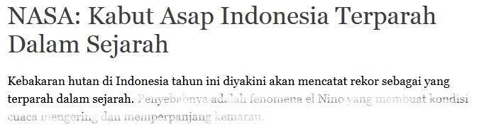 TERBONGKAR! Kabut Asap adalah Konspirasi Oposisi Untuk Menjatuhkan Pemerintah