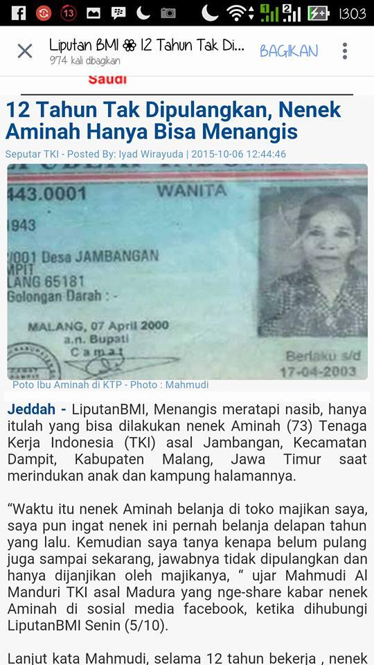 (HELP/SHARE) Nenek Aminah 12 Tahun Jadi TKW