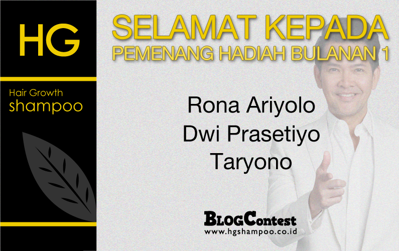 Telah Terpilih Pemenang Bulanan 1 Blog Contest HG Shampoo dan Hair Tonic