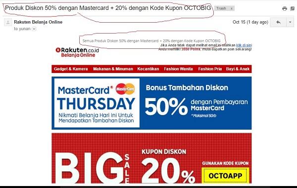 Kecewa dengan Promo diskon 50% + 20% di RAKUTEN.CO.ID