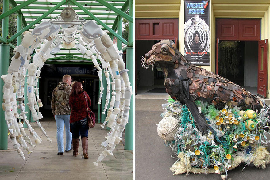 Beberapa Patung Sindiran Betapa Banyaknya Limbah Plastik Di Lautan