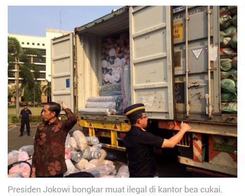 FOTO Aksi Jokowi Bongkar Penyelundupan Tekstil ilegal !!