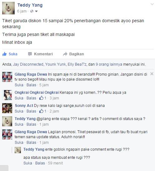 Sekarang Promosi tiket tidak boleh di Facebook 