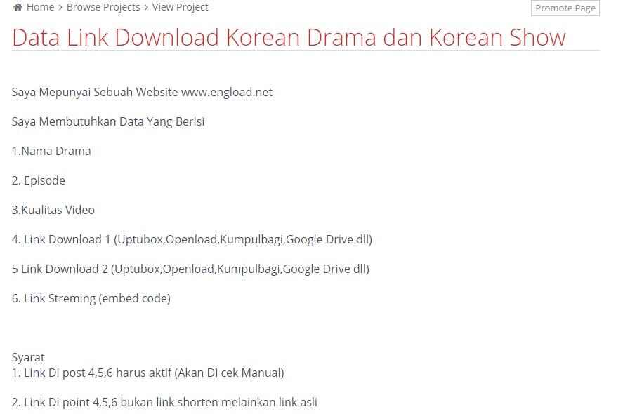 &#91;FREELANCER&#93; Data Link Download Korean Drama dan Korean Show