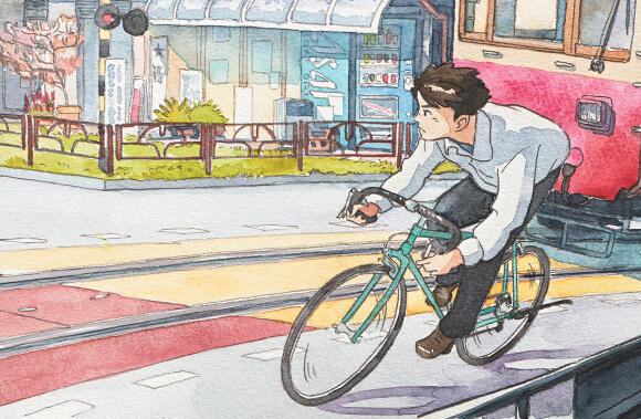 'Bicycle Boy' Seri Ilustrasi Apik Cat Air Berdasarkan Lokasi Setting Studio Ghibli