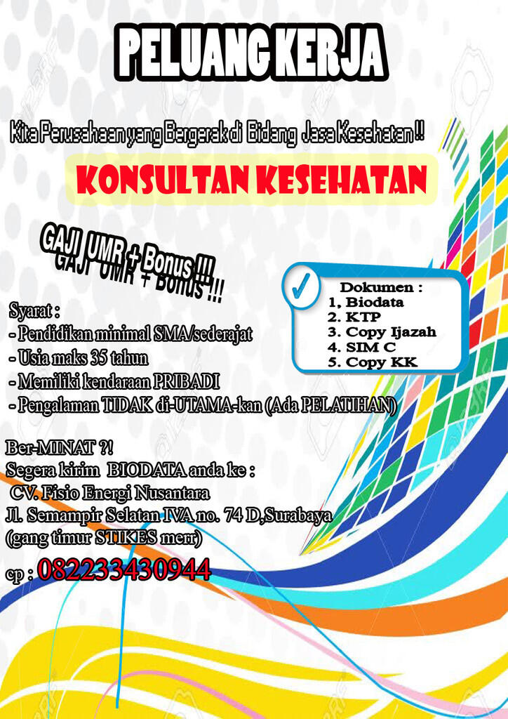 Peluang kerja. gaji setara umr. surabaya