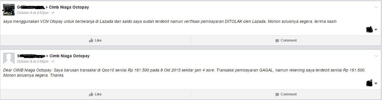 VCC / VCN / OCTOPAY CIMB NIAGA MENGECEWAKAN