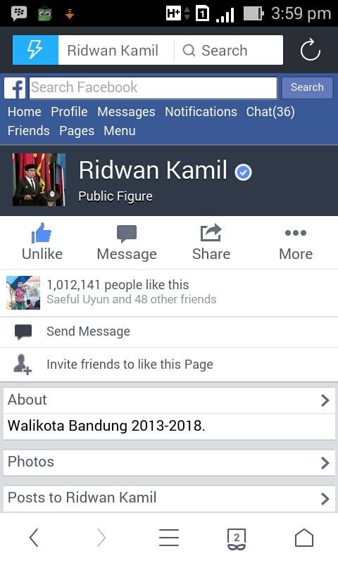 Facebook Ridwan Kamil Tak Bisa di Akses