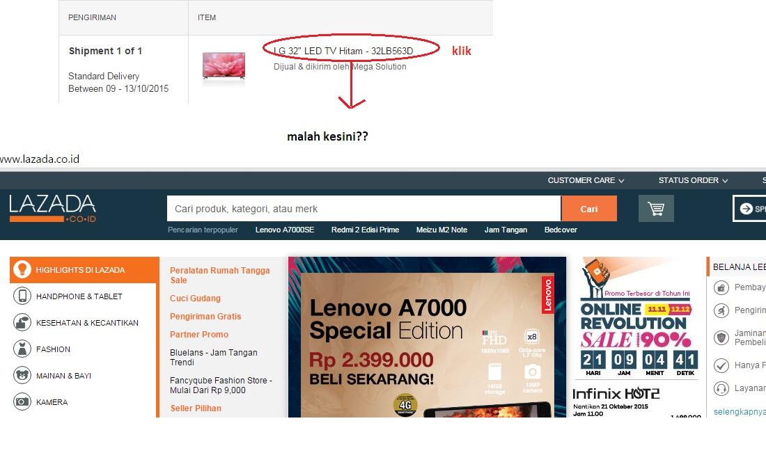 PEMBELIAN DI SELLER LAZADA. Cukup jadi pembelajaran