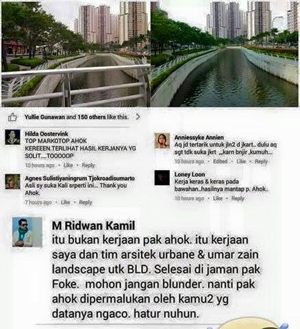 sungai bersih di jakarta bukan karya Ahok,Tapi karya Ridwan Kamil