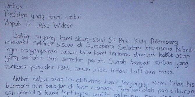 Takut tak naik kelas karena asap, siswa SD kirim surat buat Jokowi