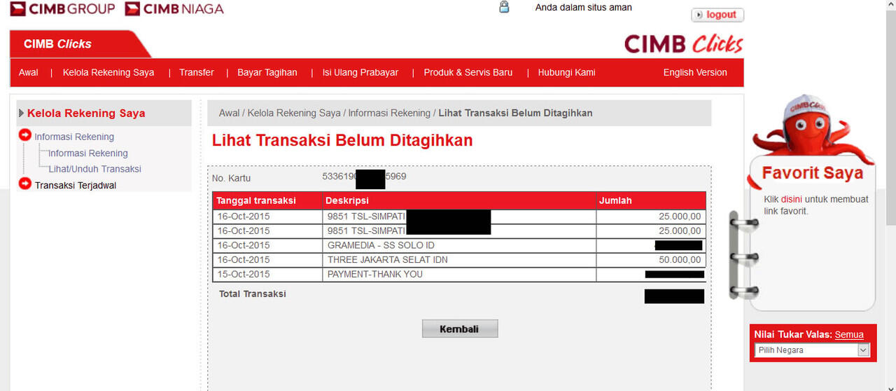 Isi ulang TRI melalui web tri.co.id, pulsa tidak masuk, limit kartu kredit dipotong!
