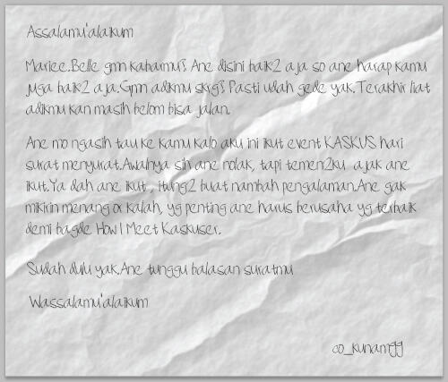 Surat Untuk sista Mariee.Belle