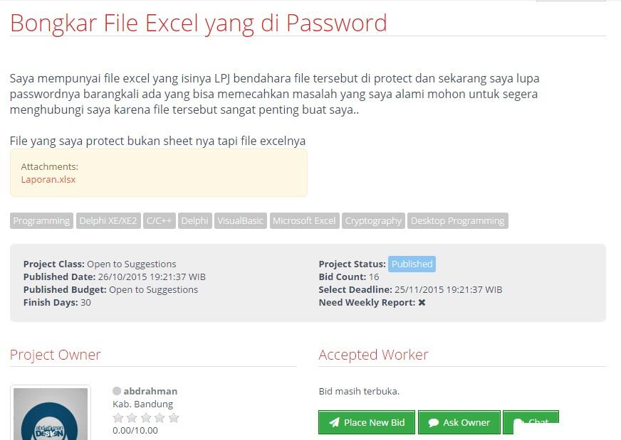 [LOWONGAN FREELANCER] Bongkar File Excel yang di Password