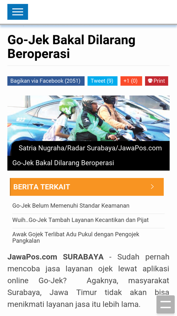 Gojek surabaya mau di larang operasional