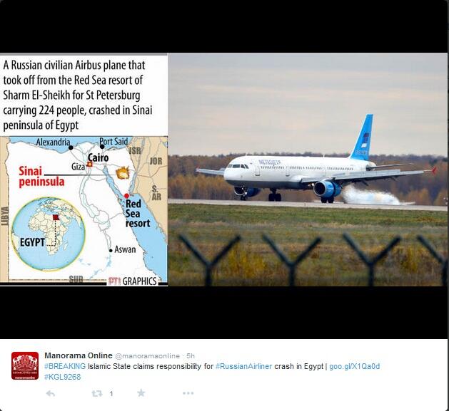 Pesawat Rusia Bawa 224 Orang Jatuh di Mesir