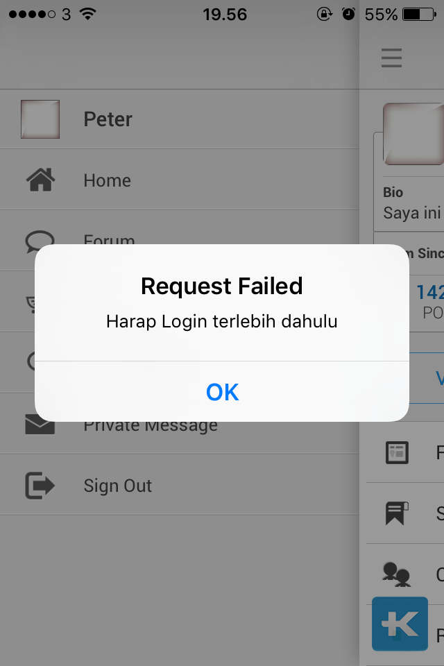 Error Kaskus for iPhone