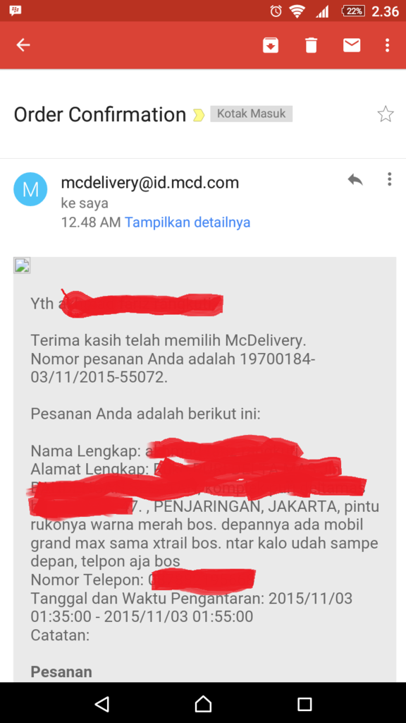 Kecewa dengan MCDelivery jakarta