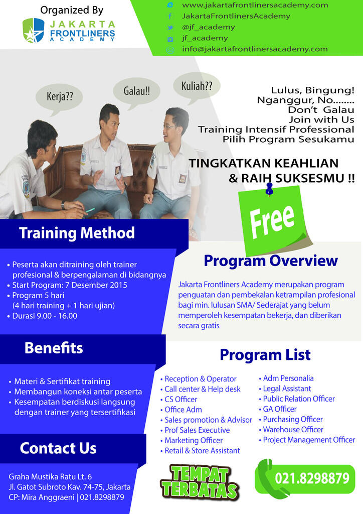 Training Professional buat kamu min. lulusan SMA &amp; belum bekerja...GRATIS