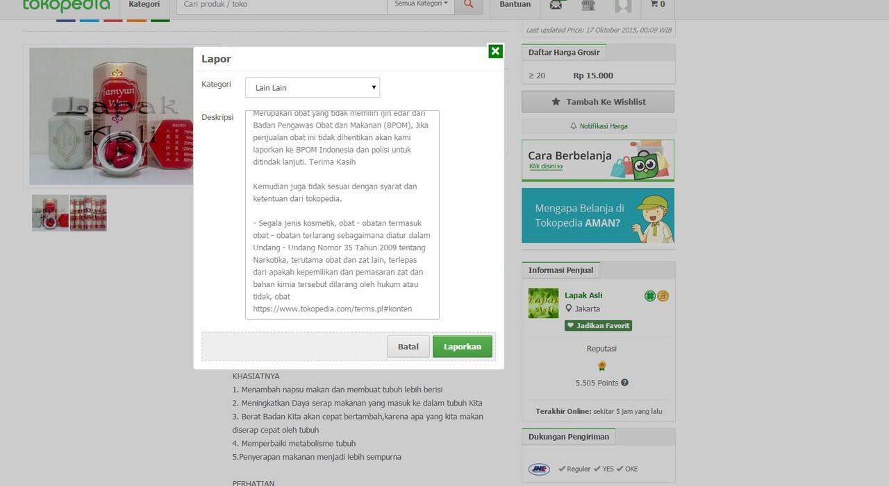 Tokopedia lebih membela seller yang menjual illegal tanpa bpom dibanding buyer