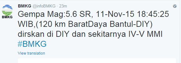 Gempa 5.6 SR Guncang Yogyakarta