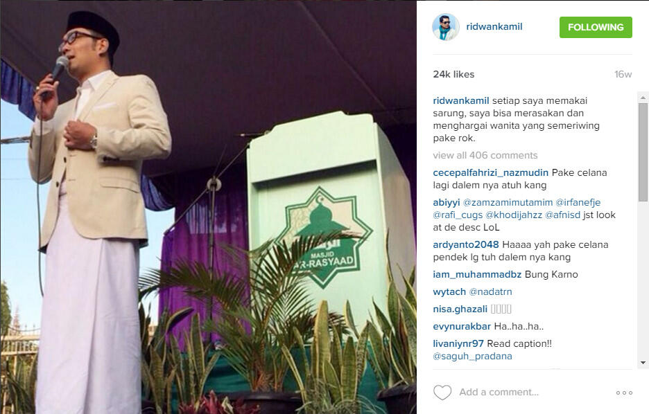 Ha-Ha-Hi-Hi Di Instagram Ridwan Kamil