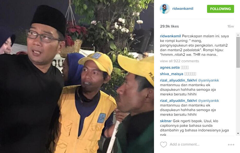 Ha-Ha-Hi-Hi Di Instagram Ridwan Kamil