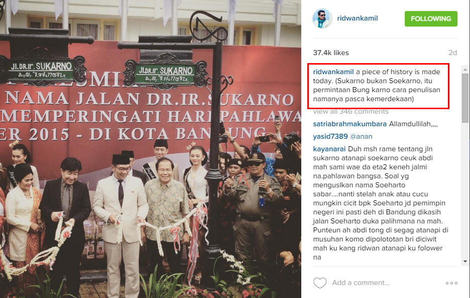 Ha-Ha-Hi-Hi Di Instagram Ridwan Kamil